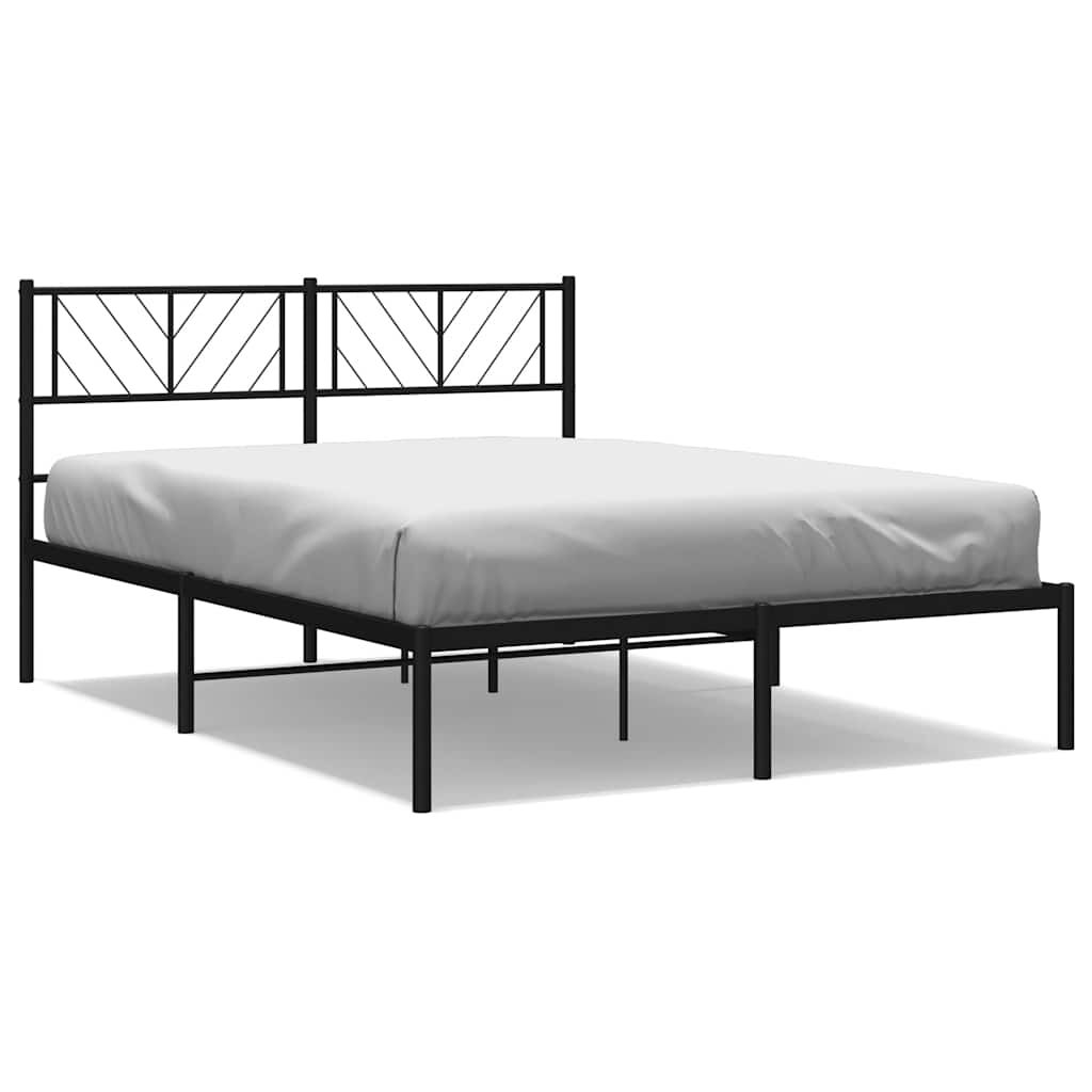 Metal Bed Frame without Mattress with Headboard Black 150x200 cm Price