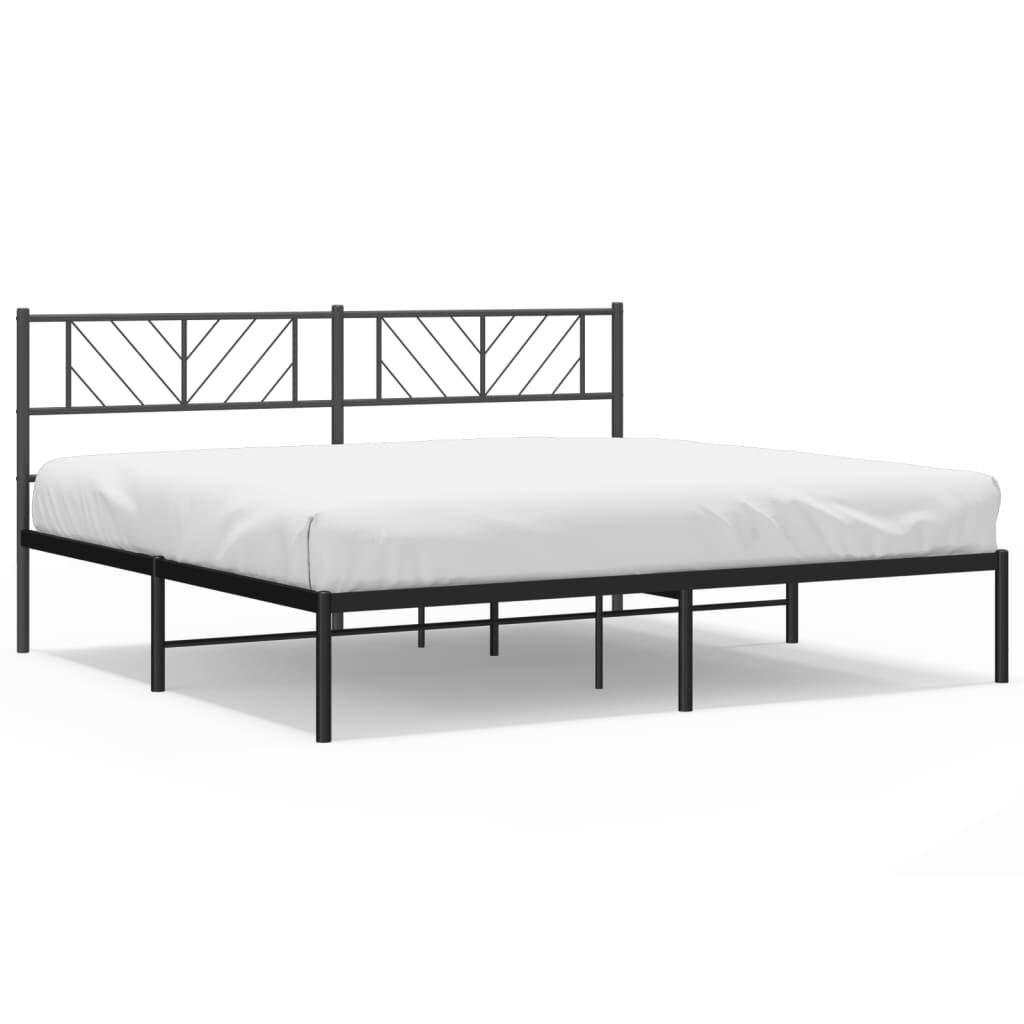 Metal Bed Frame without Mattress with Headboard Black 183x203 cm King Price