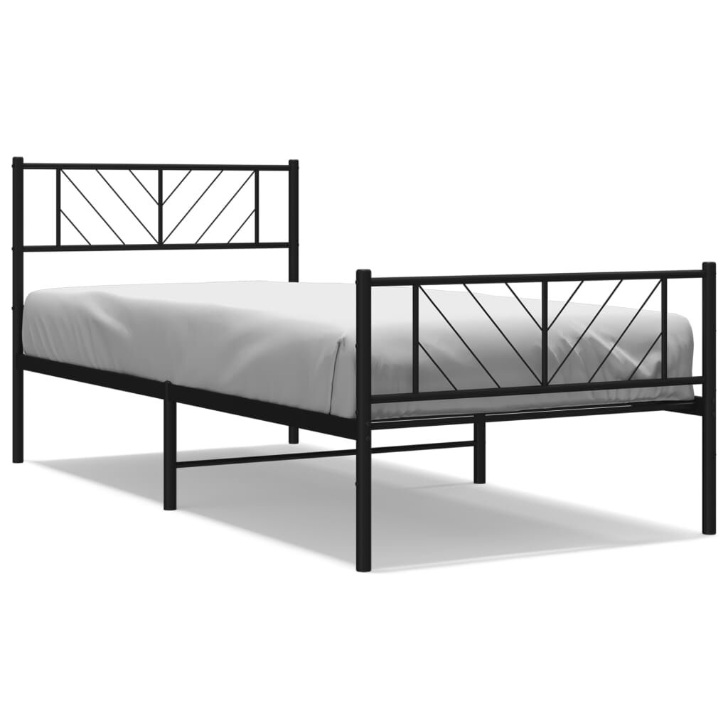 Metal Bed Frame without Mattress with Footboard Black 107x203 cm King Single Price