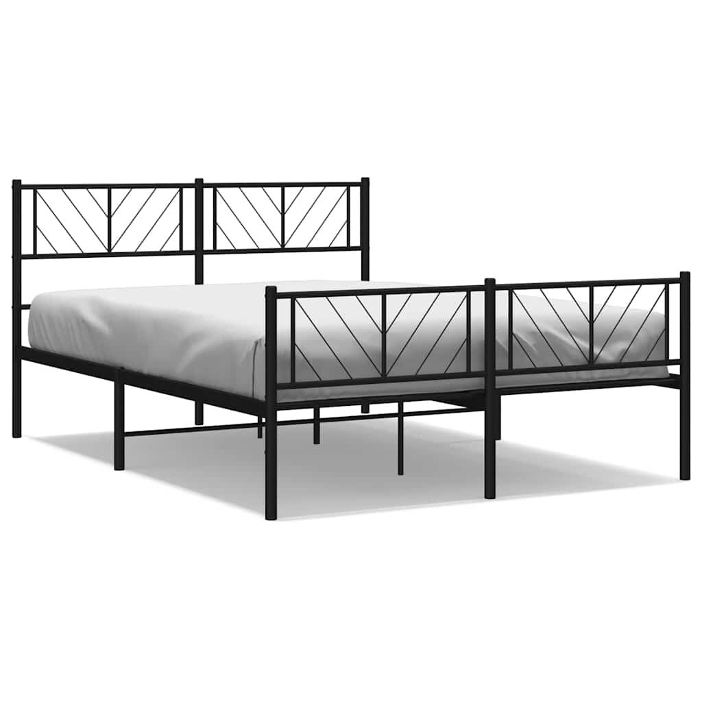 Metal Bed Frame without Mattress with Footboard Black 135x190 cm Price