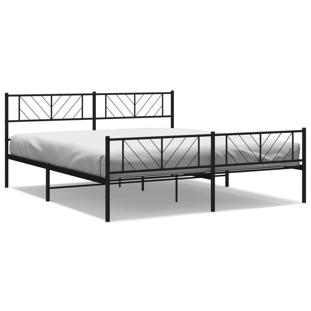 Metal Bed Frame without Mattress with Footboard Black 183x203 cm King Price