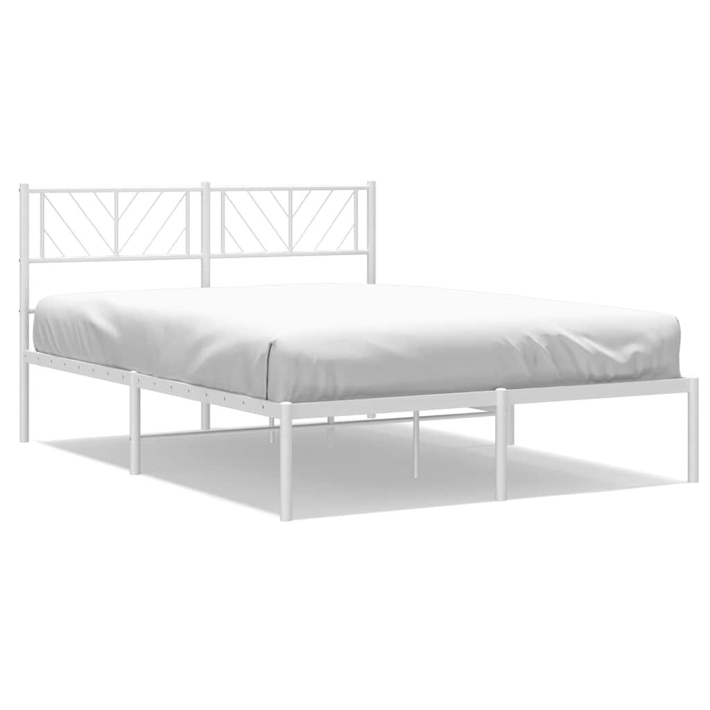 Metal Bed Frame without Mattress with Headboard White 150x200 cm Price
