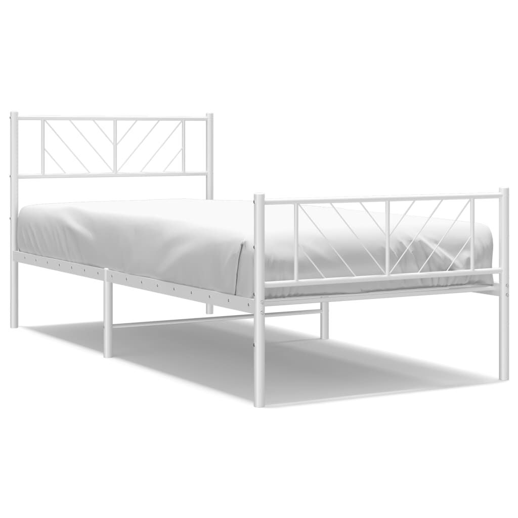Metal Bed Frame without Mattress with Footboard White 107x203 cm King Single Price