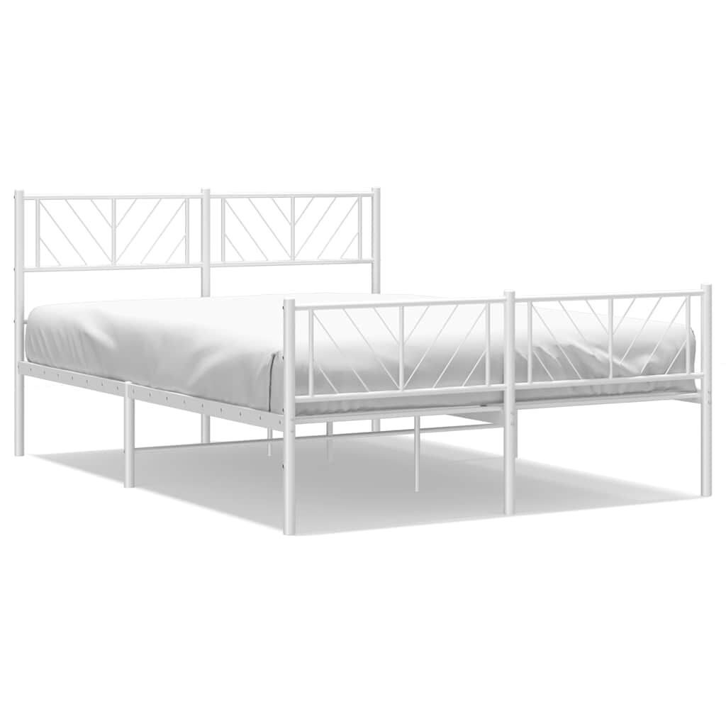 Metal Bed Frame without Mattress with Footboard White 150x200 cm Price