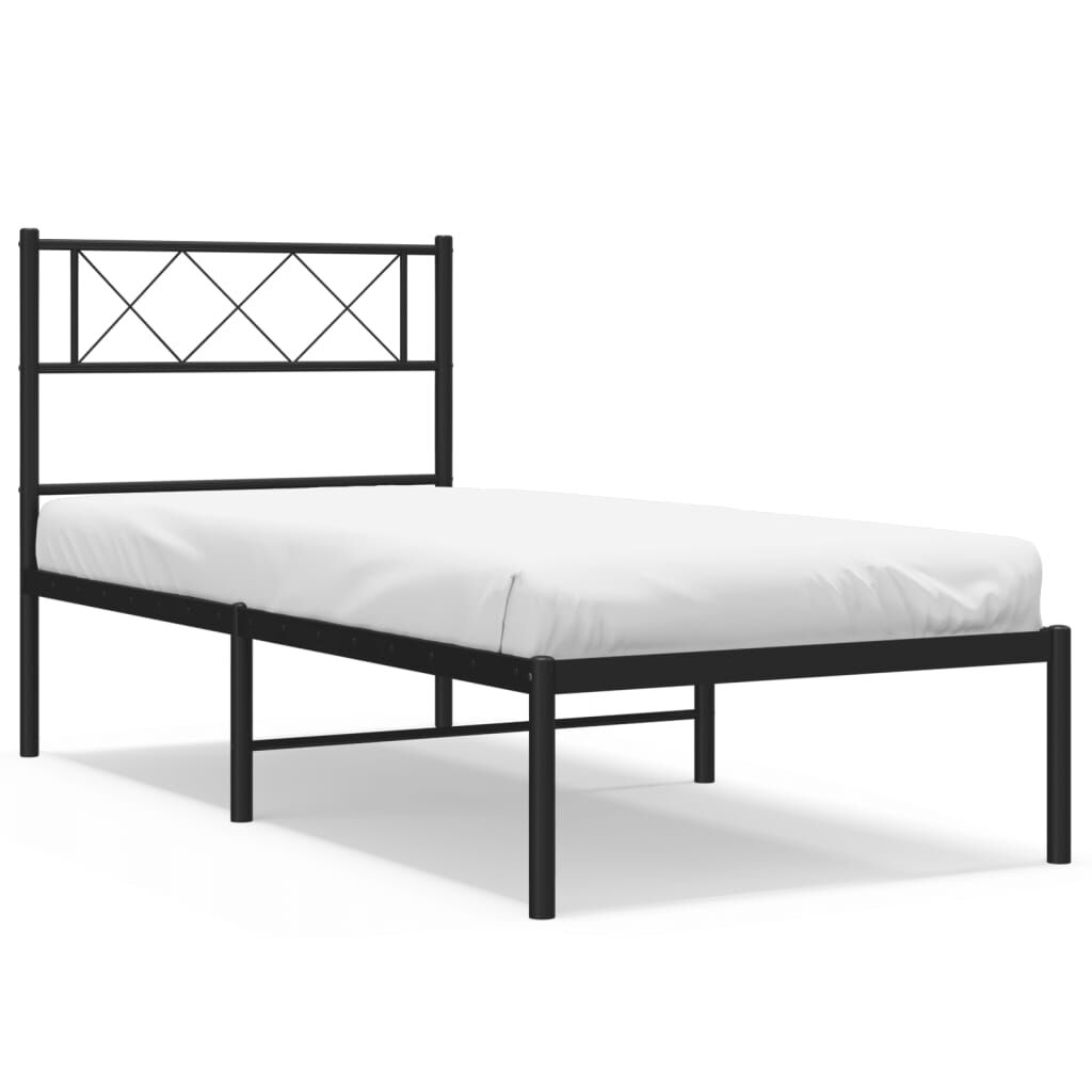 Metal Bed Frame without Mattress with Headboard Black 107x203 cm King Single Price