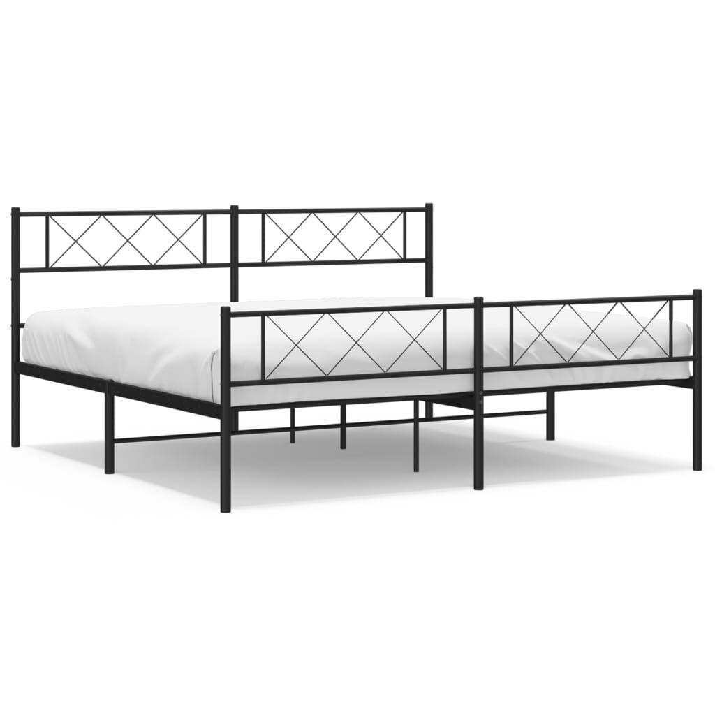 Metal Bed Frame without Mattress with Footboard Black 183x203 cm King Price