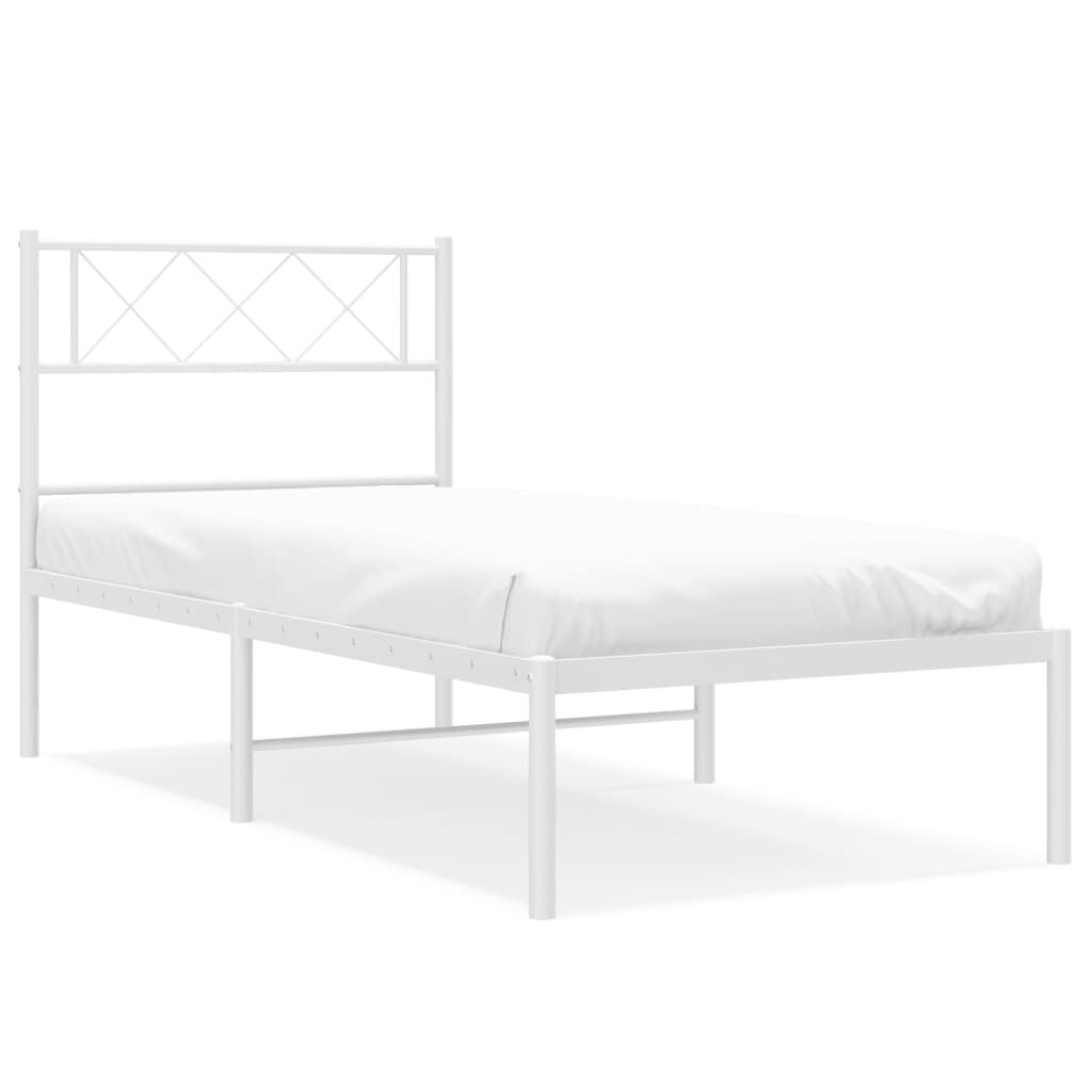 Metal Bed Frame without Mattress with Headboard White 107x203 cm King Single Price