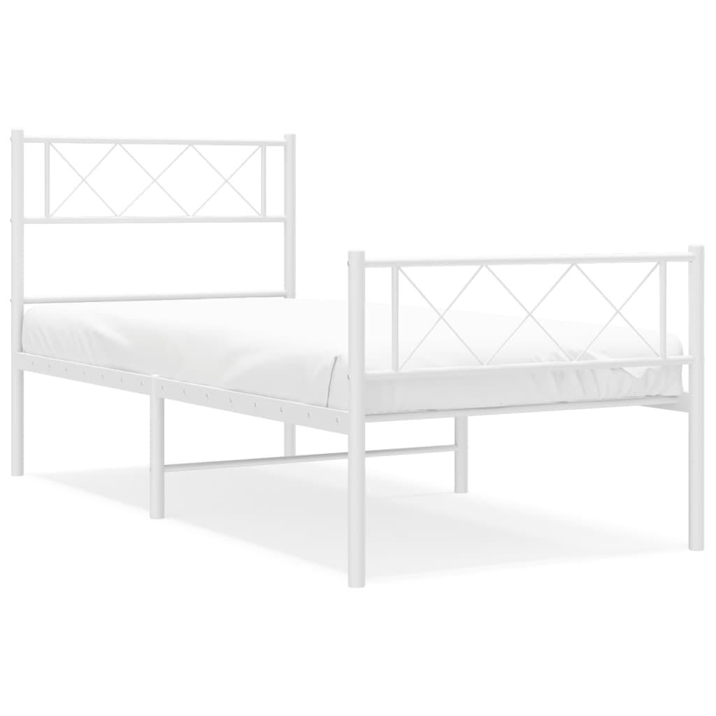Metal Bed Frame without Mattress with Footboard White 90x190 cm Price