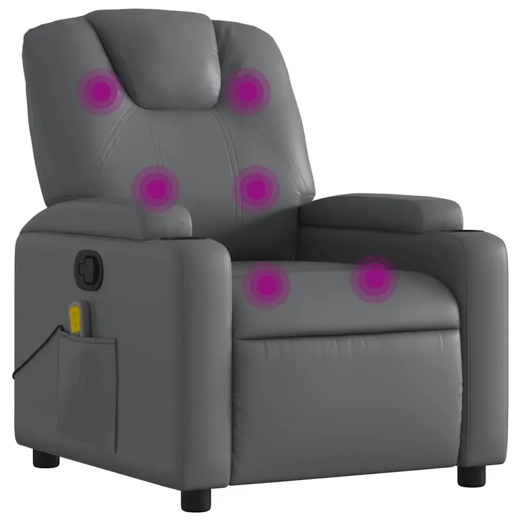 Massage Recliner Chair Grey Faux Leather Price