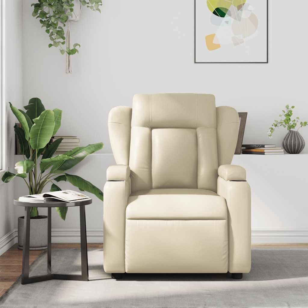 Massage Recliner Chair Cream Faux Leather Price