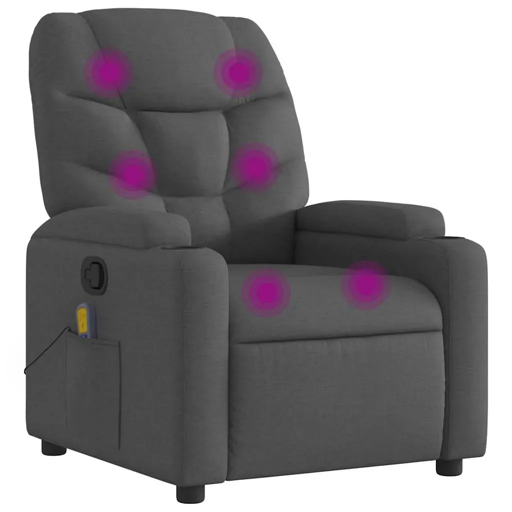 Massage Recliner Chair Dark Grey Fabric Price
