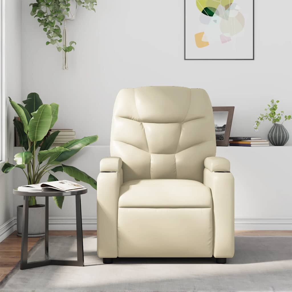 Massage Recliner Chair Cream Faux Leather Price