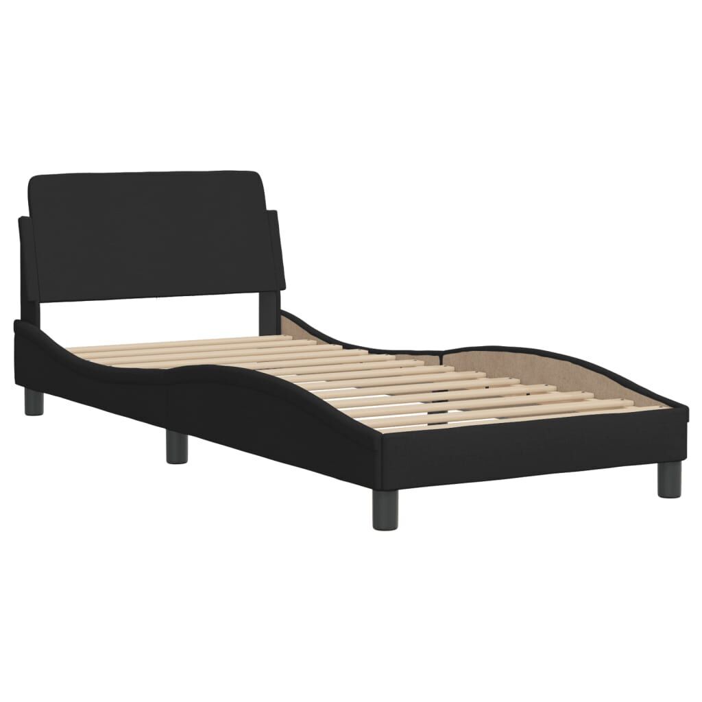 Bed Frame with Headboard without Mattress Black 90x190 cm Fabric Price