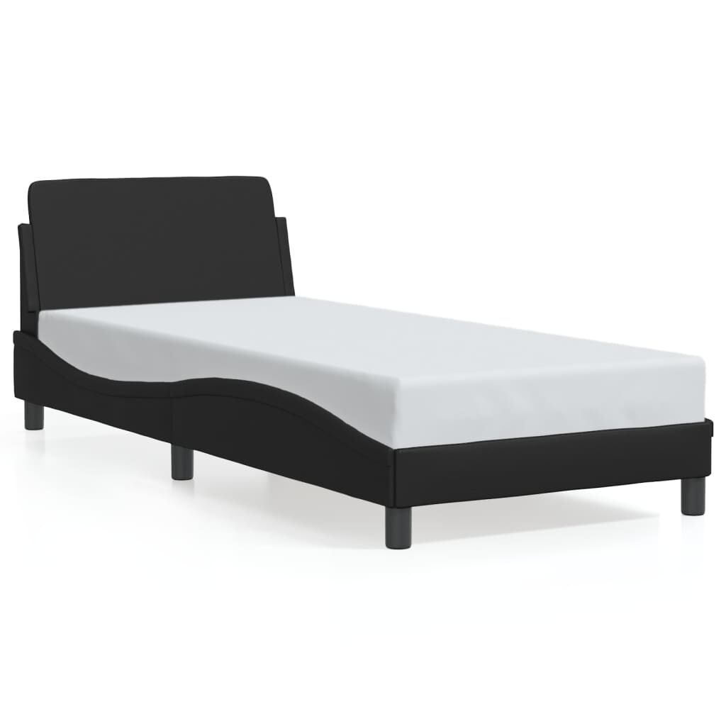 Bed Frame without Mattress Black 90x190 cm Faux Leather Price