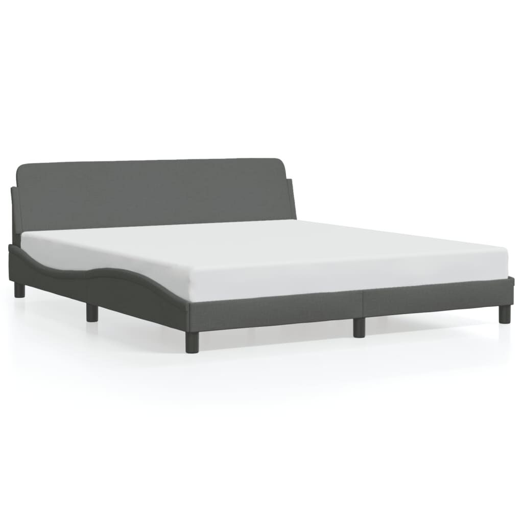 Bed Frame without Mattress Dark Grey 183x203 cm King Fabric Price