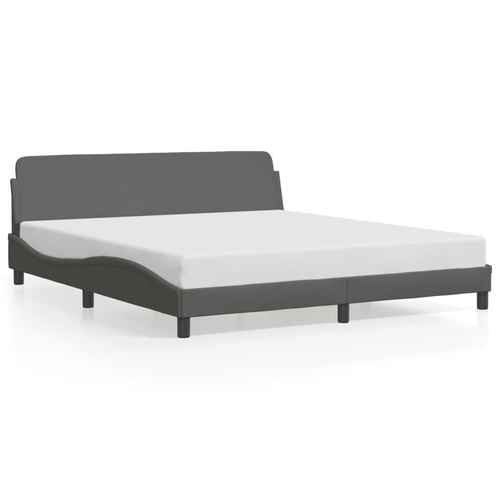 Bed Frame without Mattress Dark Grey 152x203 cm Queen Fabric Price