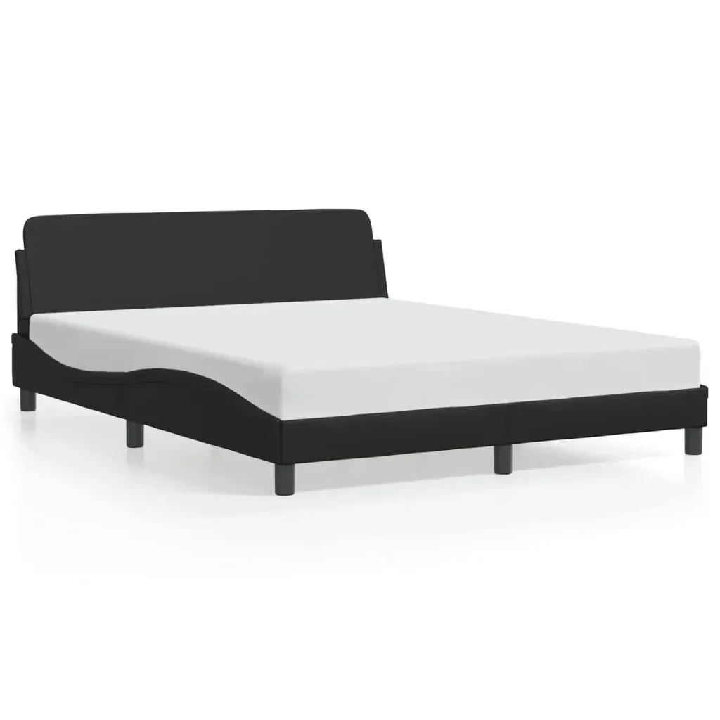 Bed Frame "Dover" Black 152x203 cm Queen Faux Leather Price