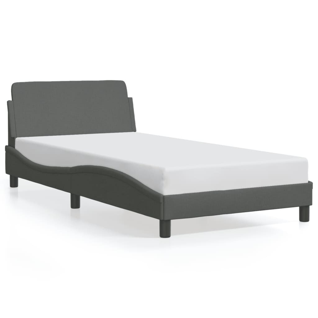 Bed Frame without Mattress Dark Grey 107x203 cm King Single Fabric Price