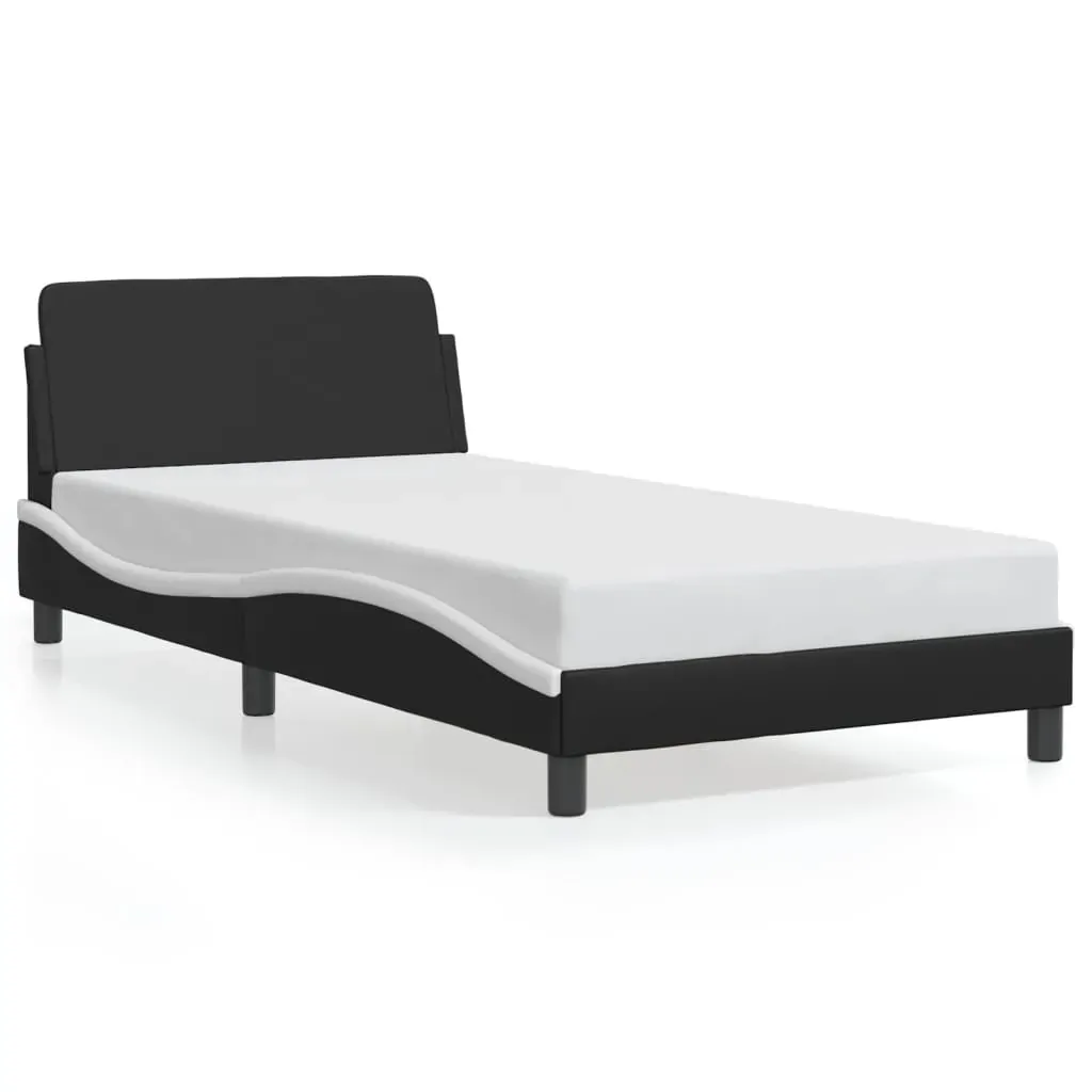 Bed Frame "Dover" Black and White 107x203 cm King Single Faux Leather Price