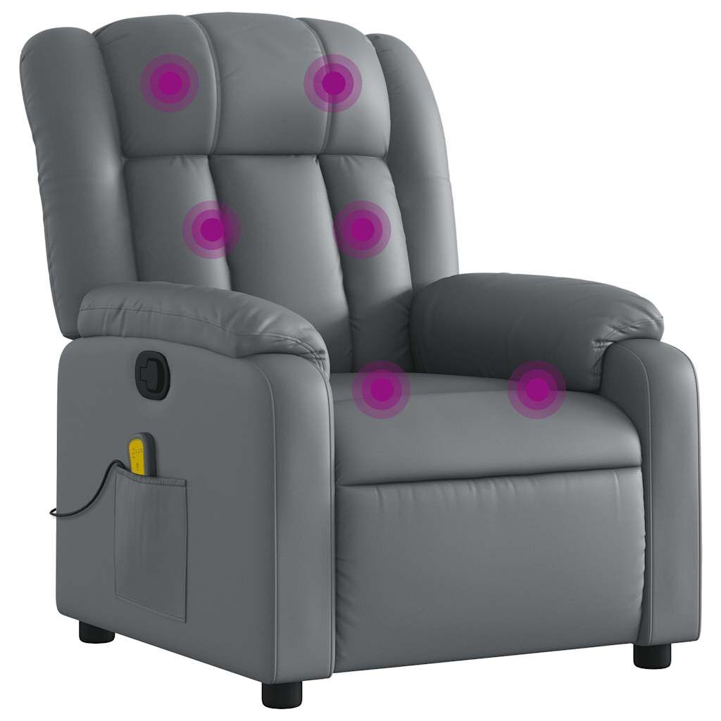 Massage Recliner Chair Grey Faux Leather Price