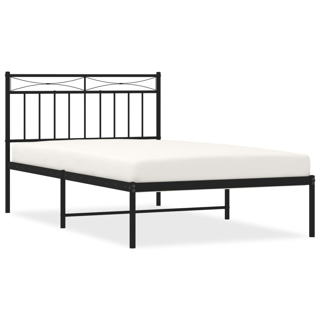 Metal Bed Frame without Mattress with Headboard Black 107x203 cm King Single Price