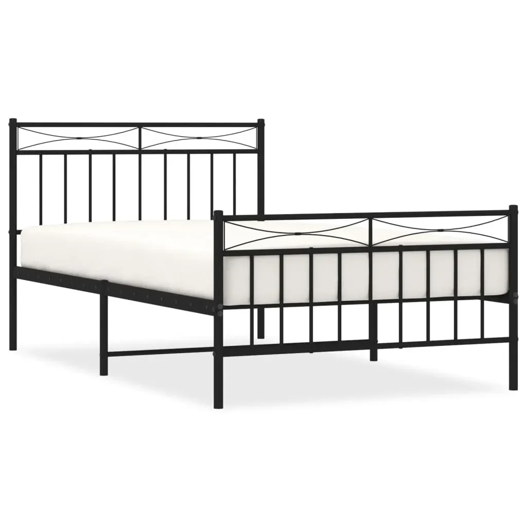 Metal Bed Frame without Mattress with Footboard Black 107x203 cm King Single Price