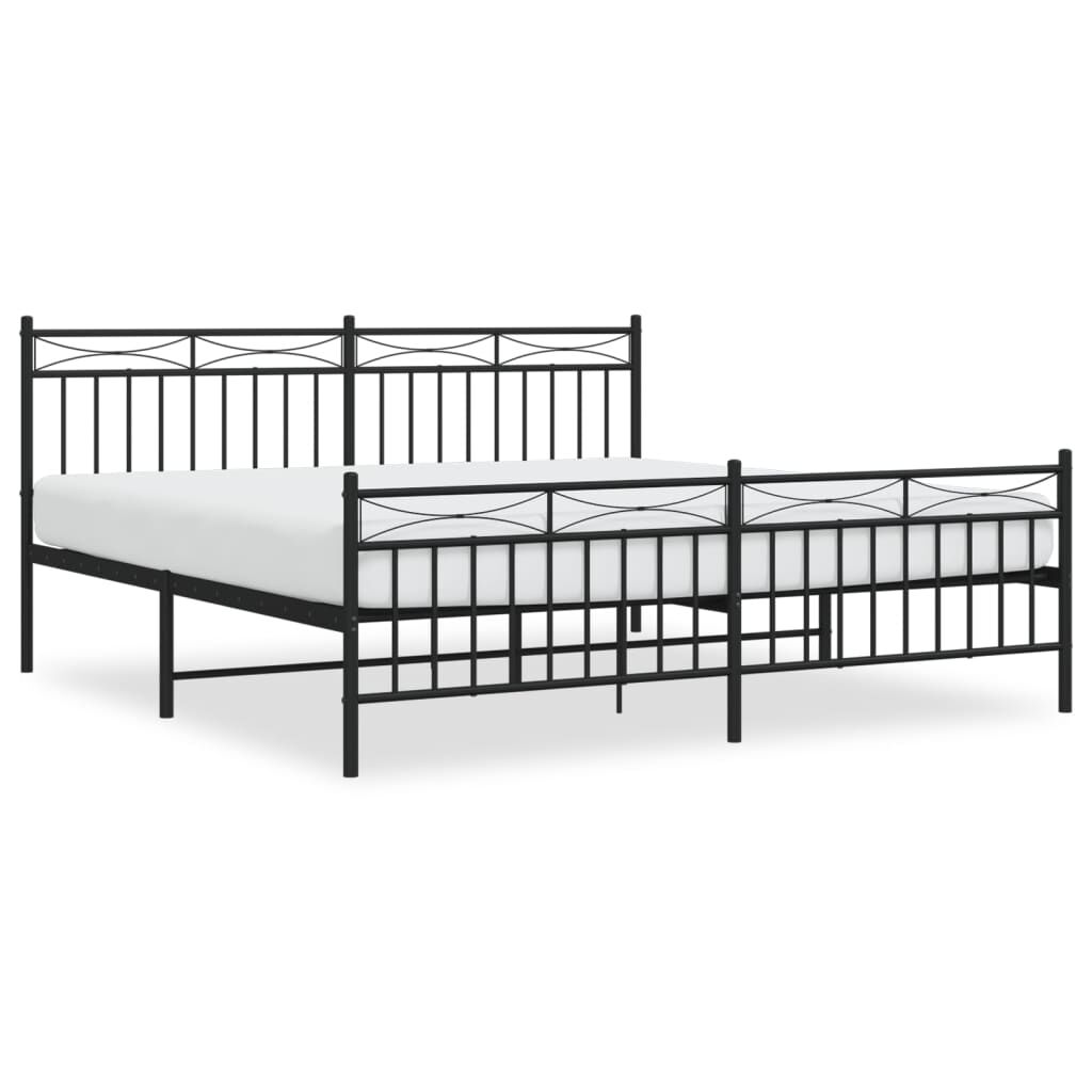 Metal Bed Frame without Mattress with Footboard Black 183x203 cm King Price