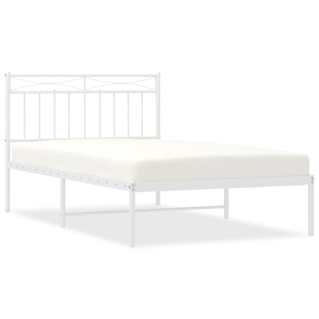 Metal Bed Frame without Mattress with Headboard White 107x203 cm King Single Price