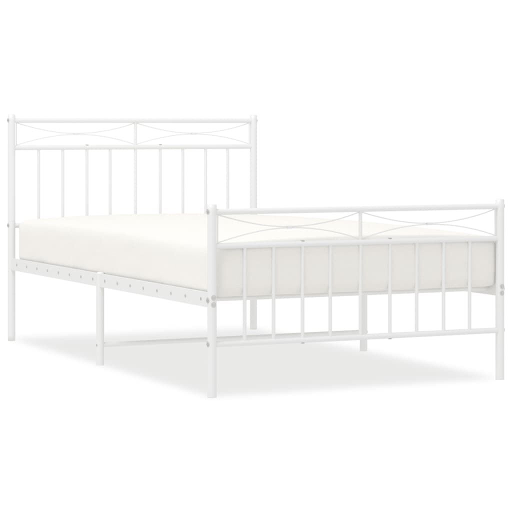 Metal Bed Frame without Mattress with Footboard White 107x203 cm King Single Price