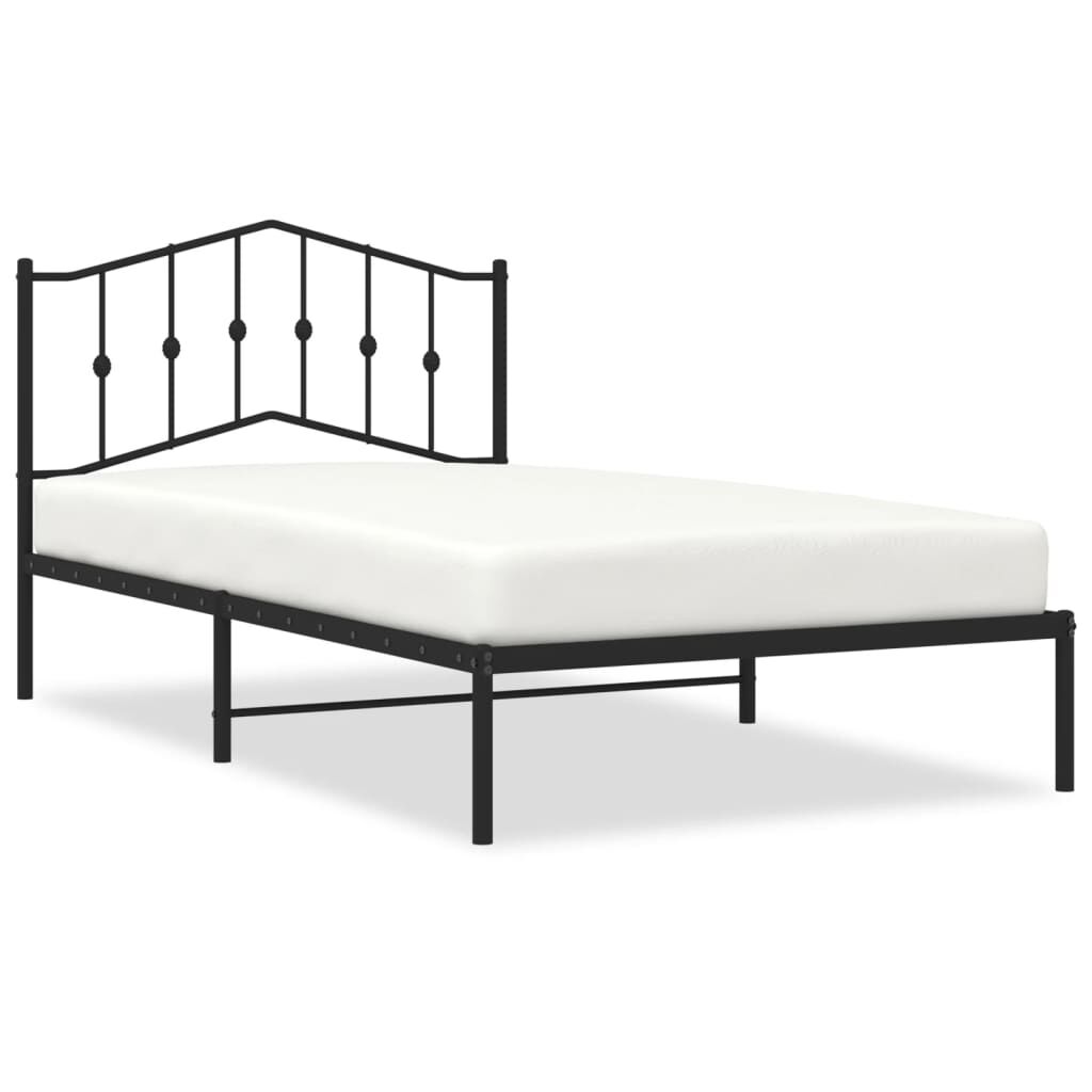 Metal Bed Frame without Mattress with Headboard Black 107x203 cm King Single Price