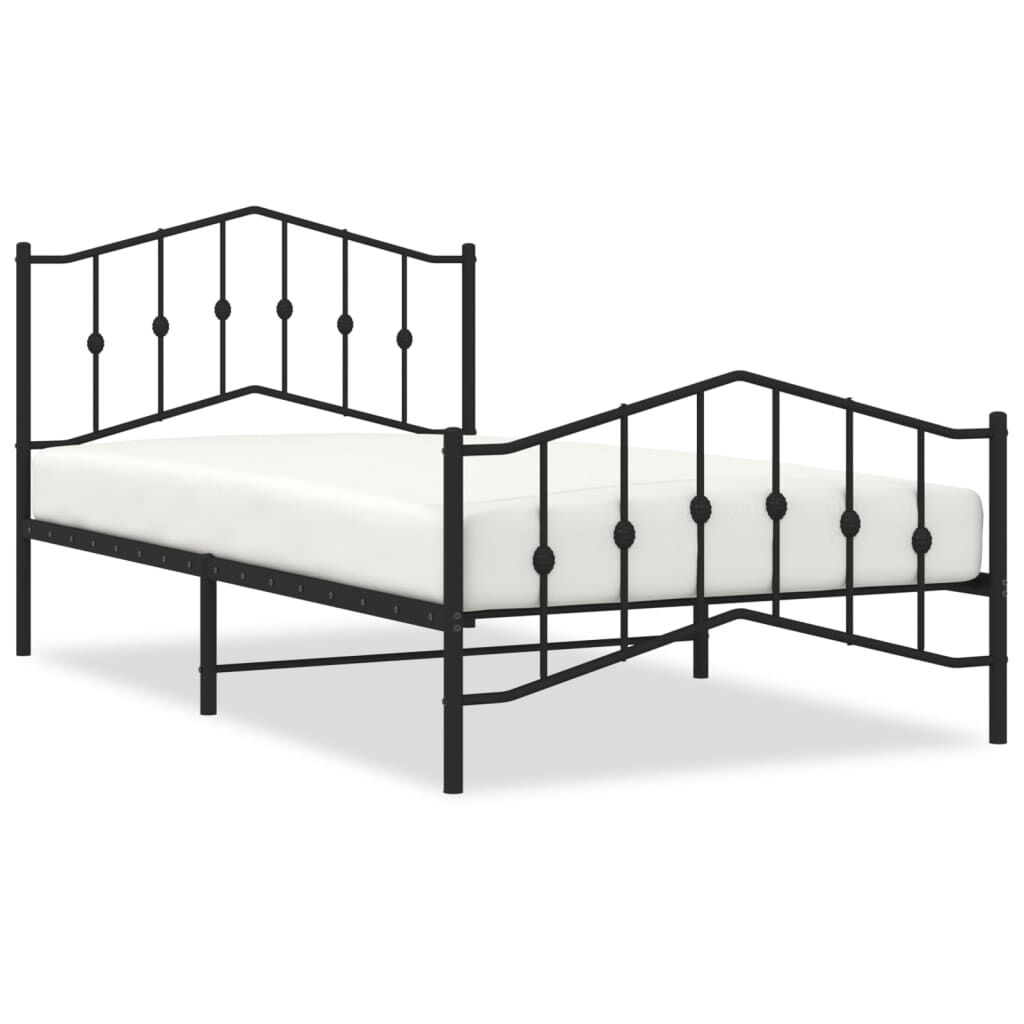 Metal Bed Frame without Mattress with Footboard Black 107x203 cm King Single Price