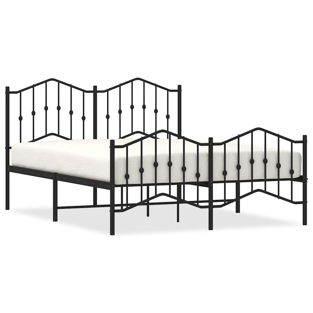 Metal Bed Frame without Mattress with Footboard Black 150x200 cm Price