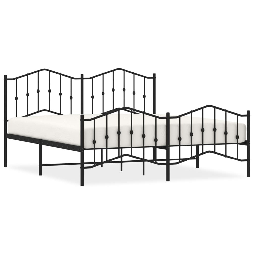 Metal Bed Frame without Mattress with Footboard Black 183x203 cm King Price