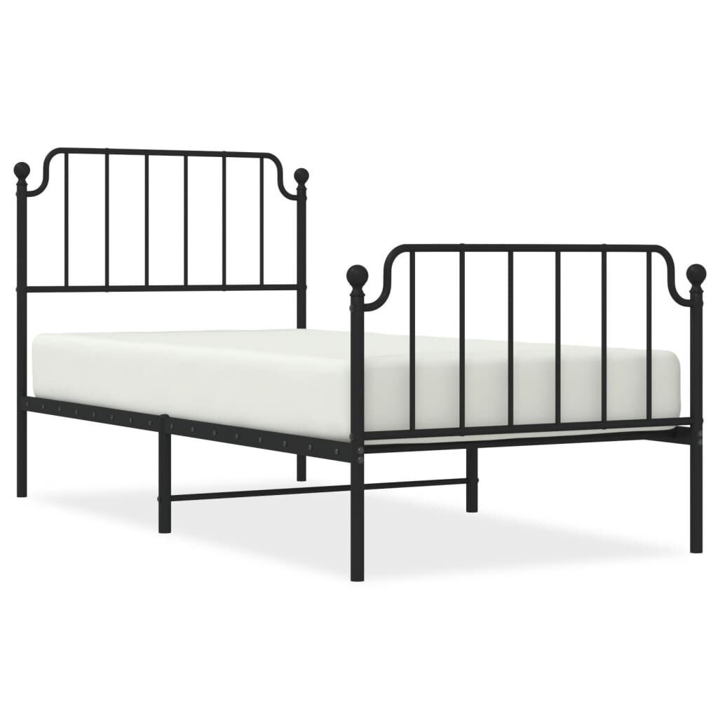 Metal Bed Frame without Mattress with Footboard Black 90x190 cm Price