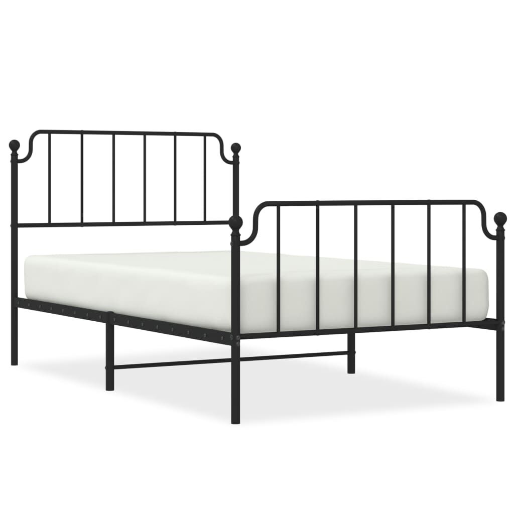Metal Bed Frame without Mattress with Footboard Black 107x203 cm King Single Price