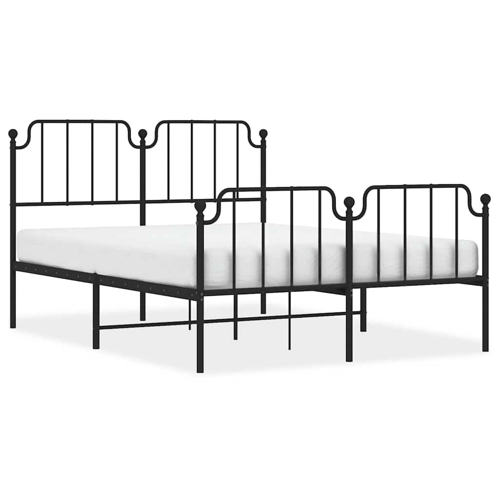 Metal Bed Frame without Mattress with Footboard Black 135x190 cm Price