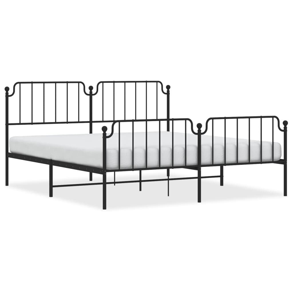 Metal Bed Frame without Mattress with Footboard Black 183x203 cm King Price