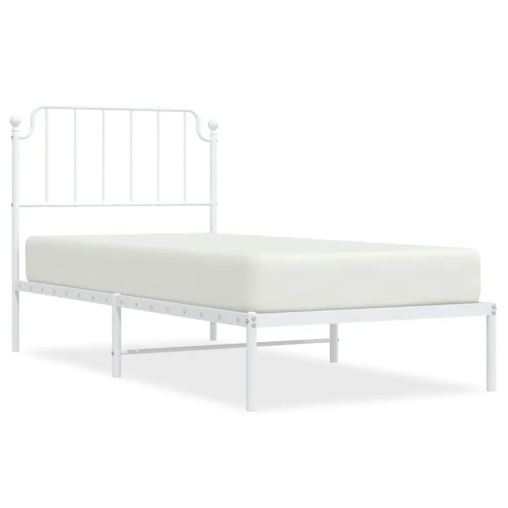 Metal Bed Frame without Mattress with Headboard White 90x190 cm Price