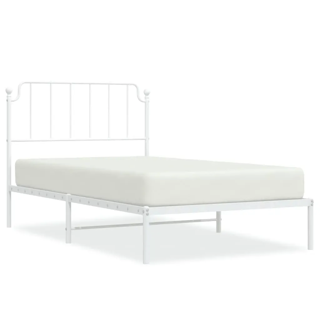 Metal Bed Frame without Mattress with Headboard White 107x203 cm King Single Price