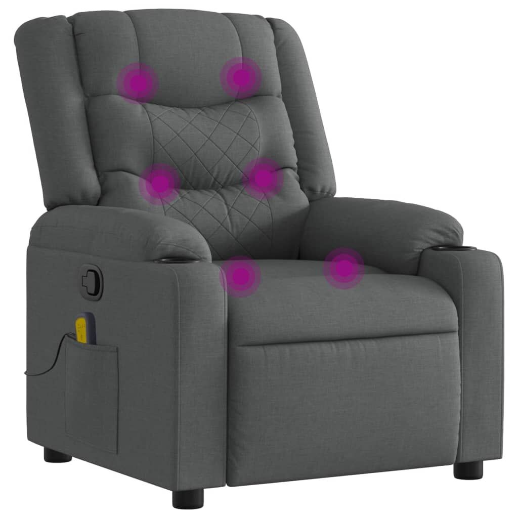Massage Recliner Chair Dark Grey Fabric Price