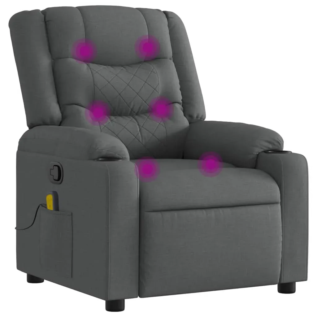 Massage Recliner Chair Dark Grey Fabric Price