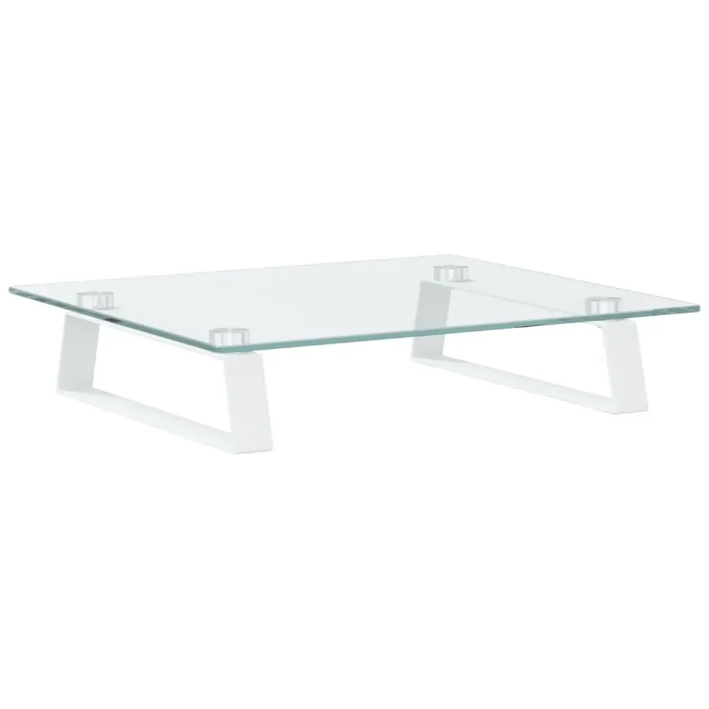 Monitor Stand White 40x35x8 cm Tempered Glass and Metal Price