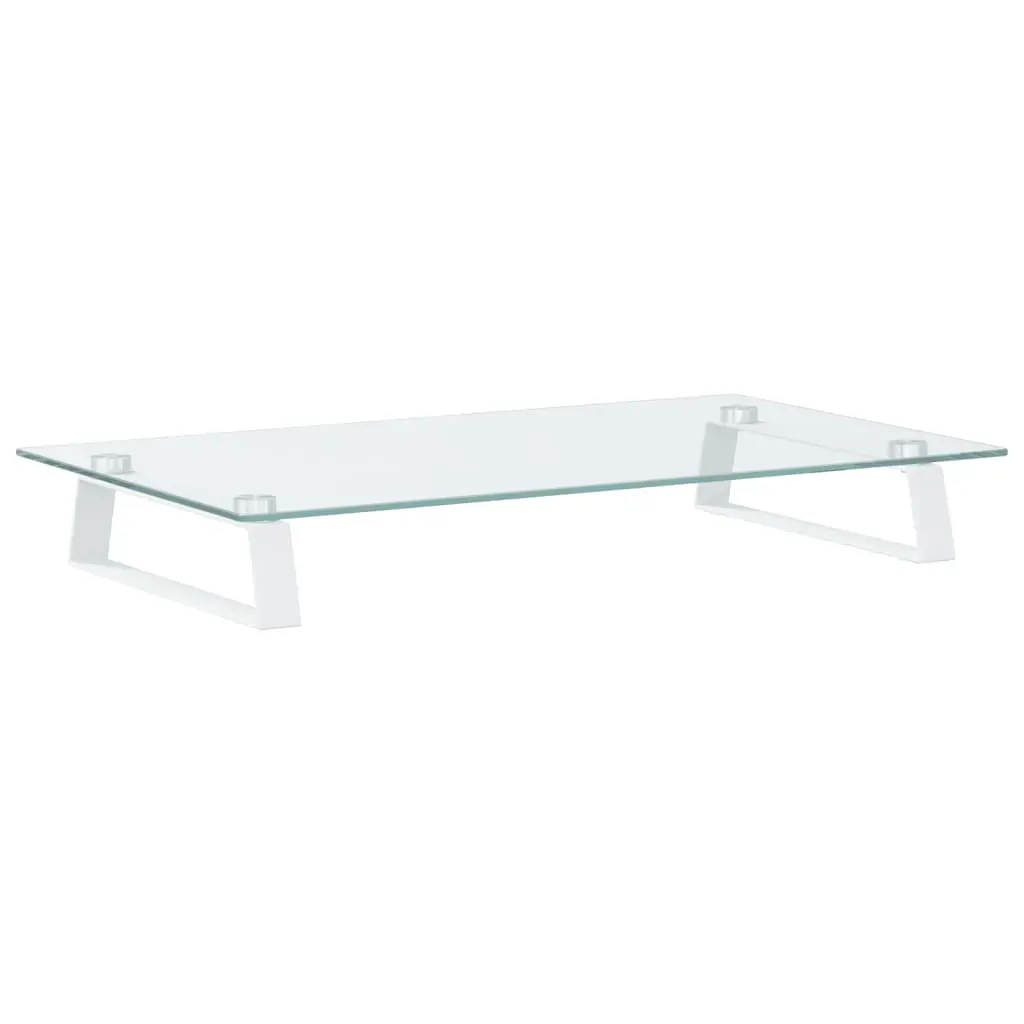 Monitor Stand White 60x35x8 cm Tempered Glass and Metal Price