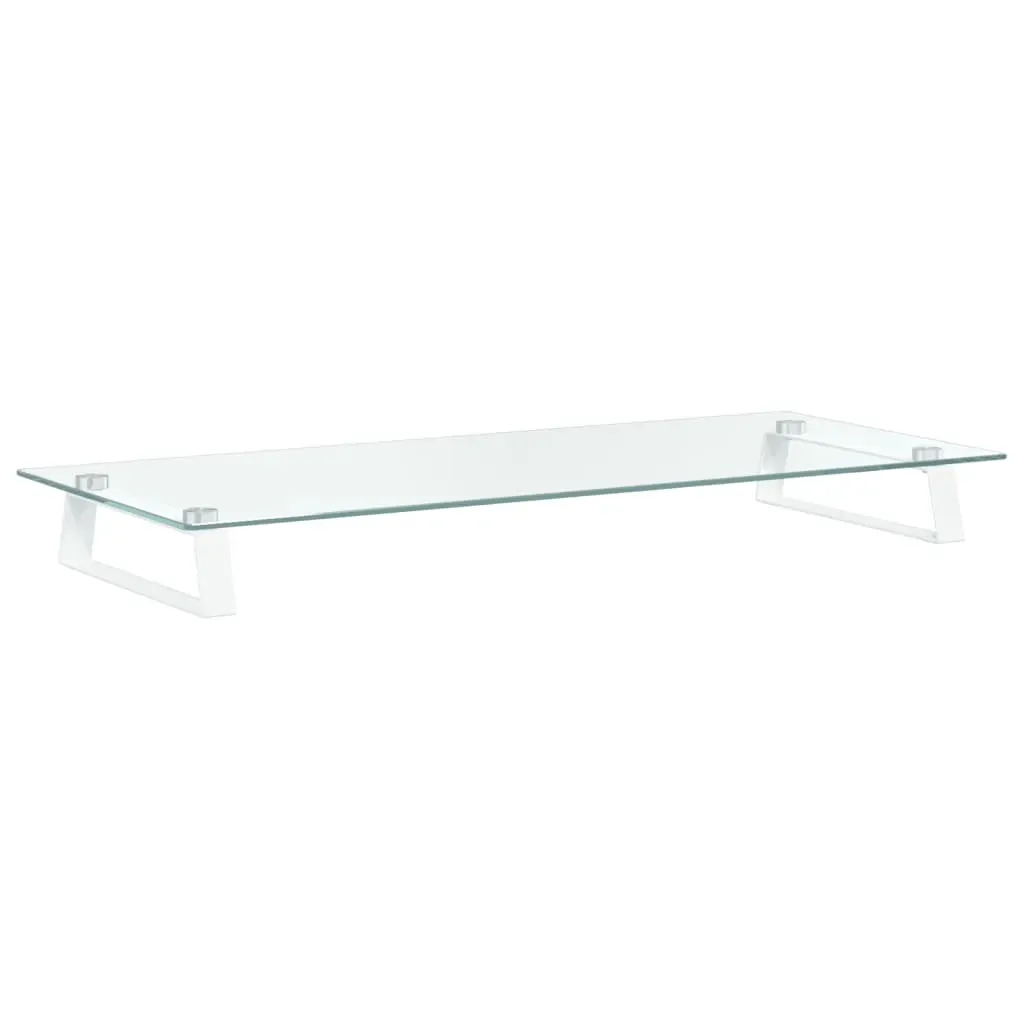 Monitor Stand White 80x35x8 cm Tempered Glass and Metal Price