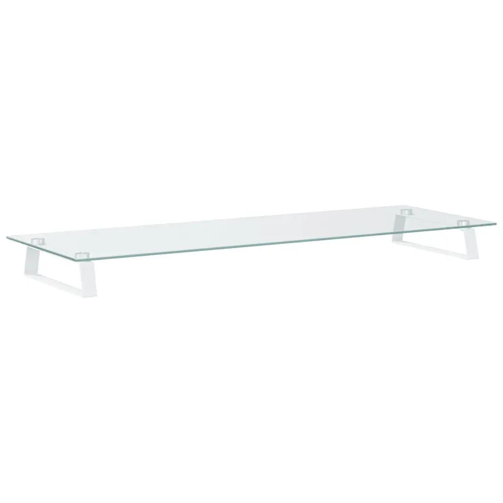 Monitor Stand White 100x35x8 cm Tempered Glass and Metal Price