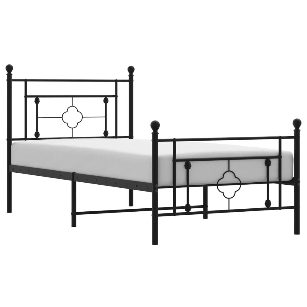 Metal Bed Frame without Mattress with Footboard Black 90x190 cm Price