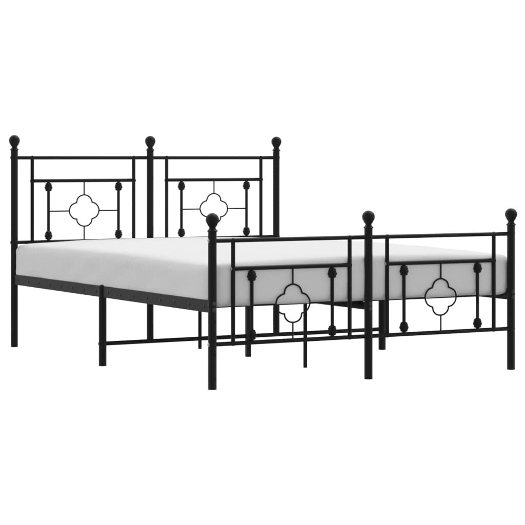 Metal Bed Frame without Mattress with Footboard Black 135x190 cm Price