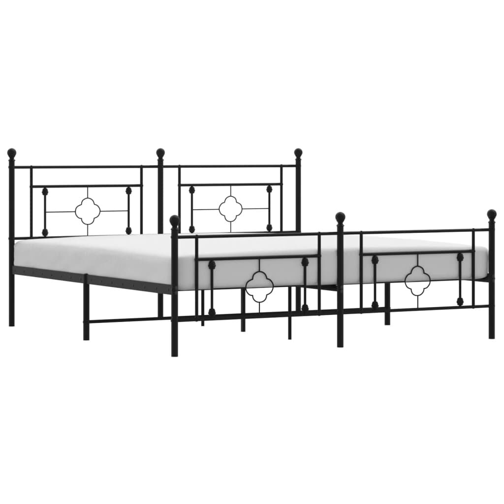 Metal Bed Frame without Mattress with Footboard Black 183x203 cm King Price
