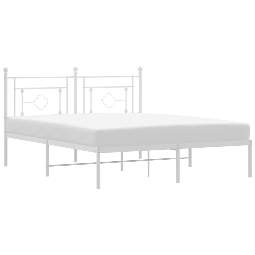 Metal Bed Frame without Mattress with Headboard White 150x200 cm Price