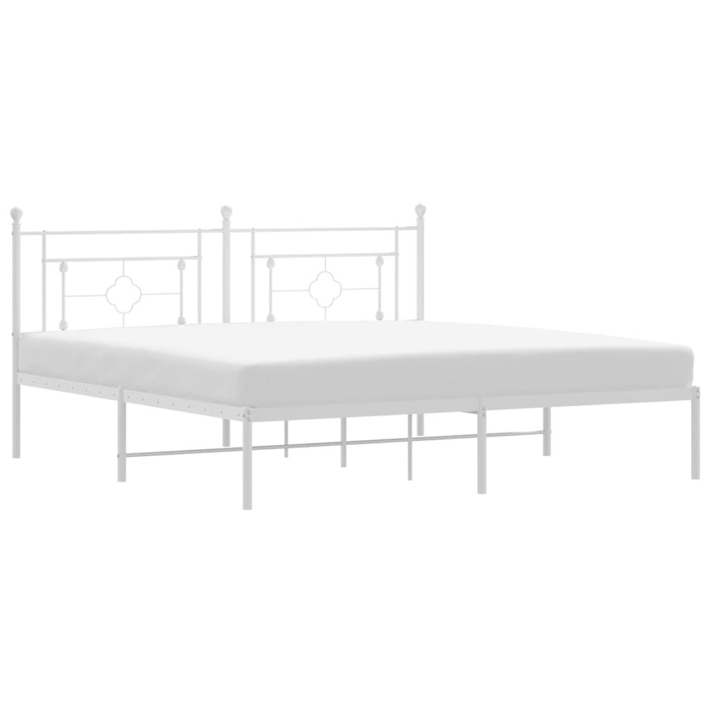 Metal Bed Frame without Mattress with Headboard White 183x203 cm King Price